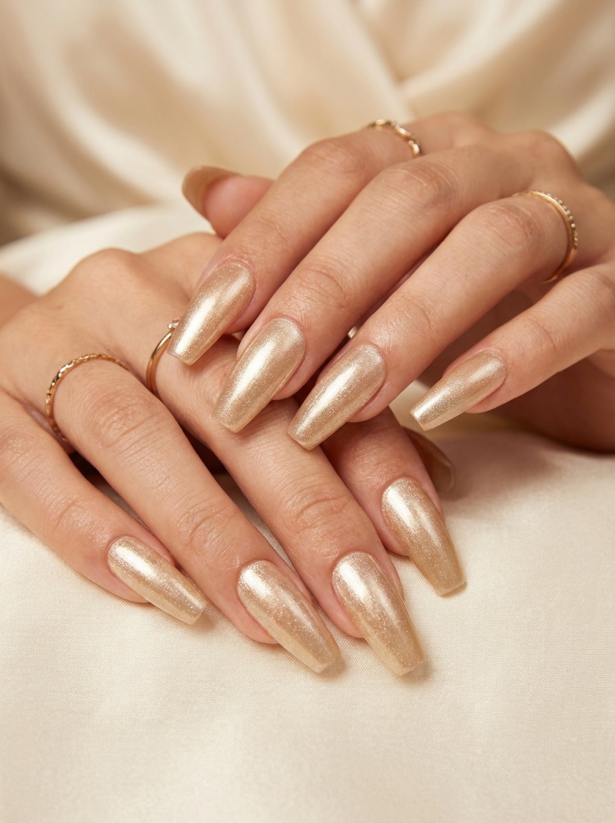 Champagne Shimmer Ballerina Nägel